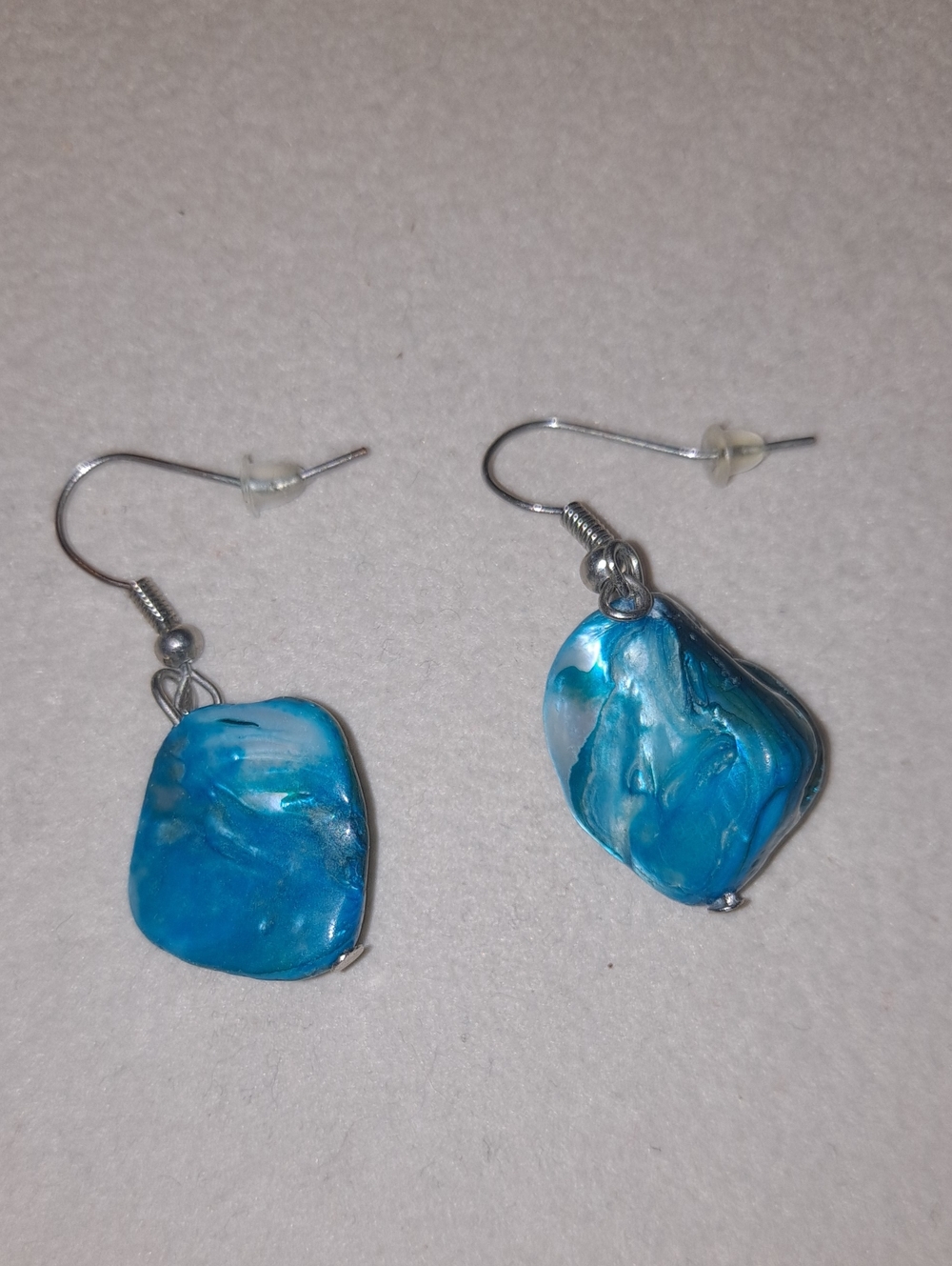 Handmade Aqua Blue Green Swirl Drop Earrings - Women Jewelry